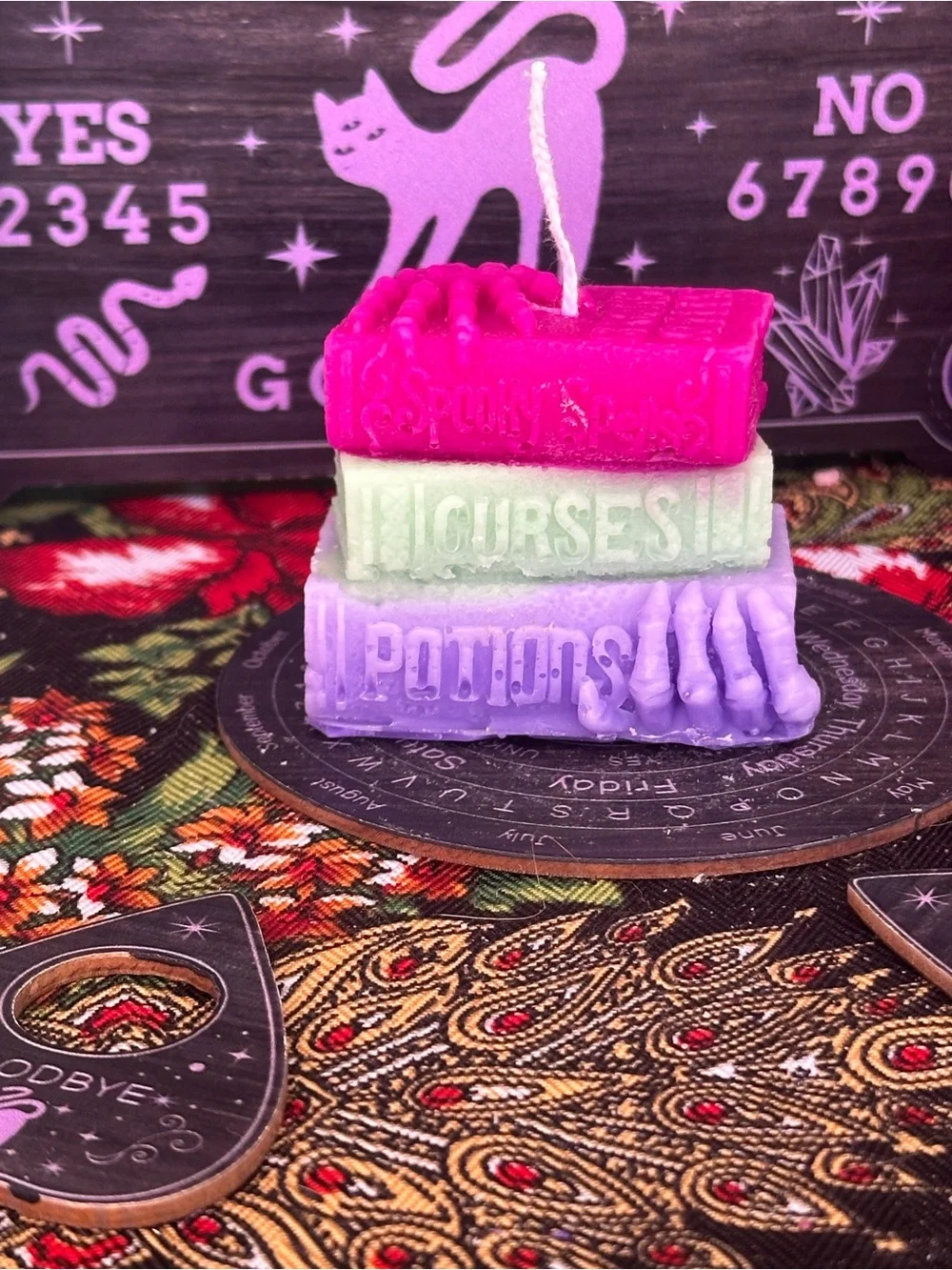 Mini Stacked Spell Books Candle | Witchy Book Candle | Gothic Library Decor